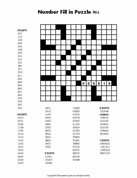 Fill In Puzzles Printable Lovely Number Fill In Puzzles Volume 1 Printable Pdf – Puzzles