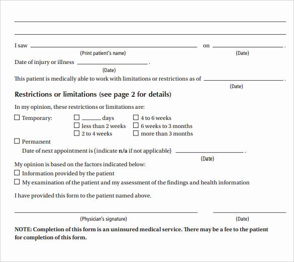 Fillable Hospital Discharge Papers Best Of 22 Doctors Note Templates Free Sample Example format