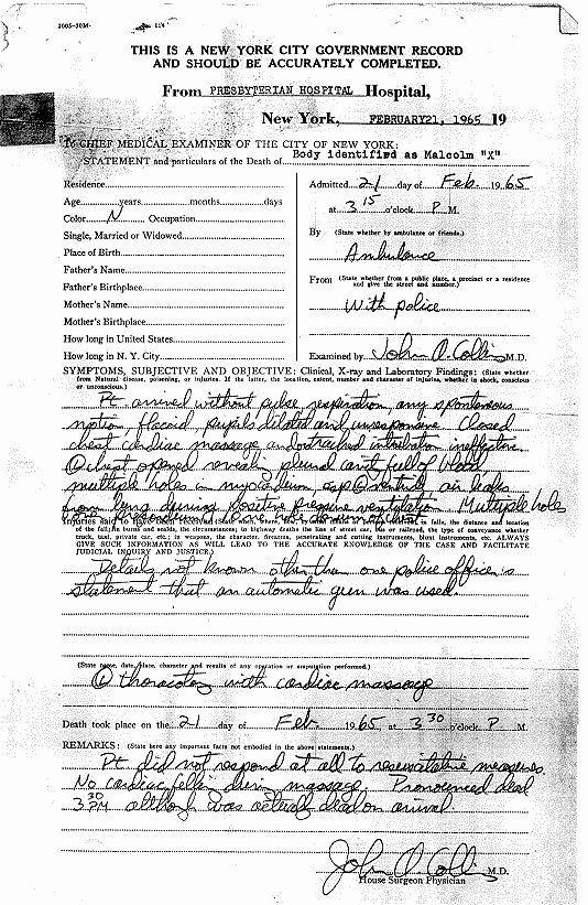 Fillable Hospital Discharge Papers Lovely Recalling the assassination Malcolm X