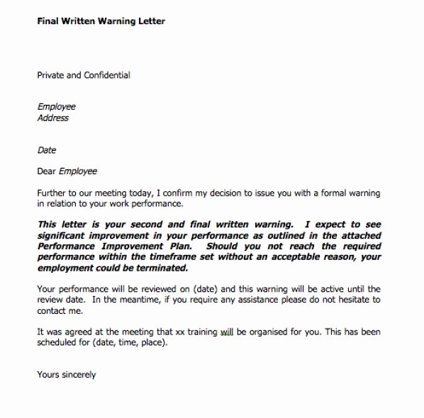 Final Written Warning Template Best Of formal Written Warning Letter