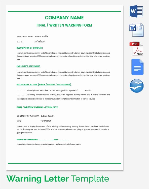 Final Written Warning Template Lovely Free 18 Warning Letters In Google Docs Ms Word