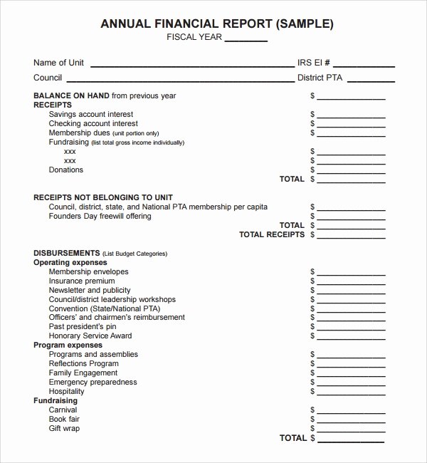 Financial Report Template Word New Sample Annual Financial Report Template 9 Free