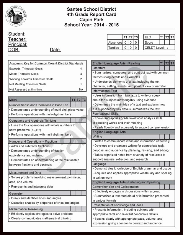 First Grade Report Card Template Beautiful assessment Ccss Report Cards and Eld Addendums