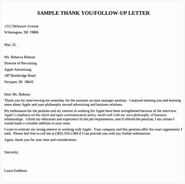 Follow Up Letter Template Best Of Thank You Letter after Interview Nursing