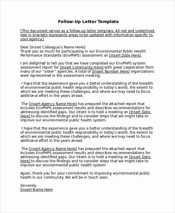 Follow Up Letter Template Unique Sample Follow Up Letter 9 Documents In Pdf Word