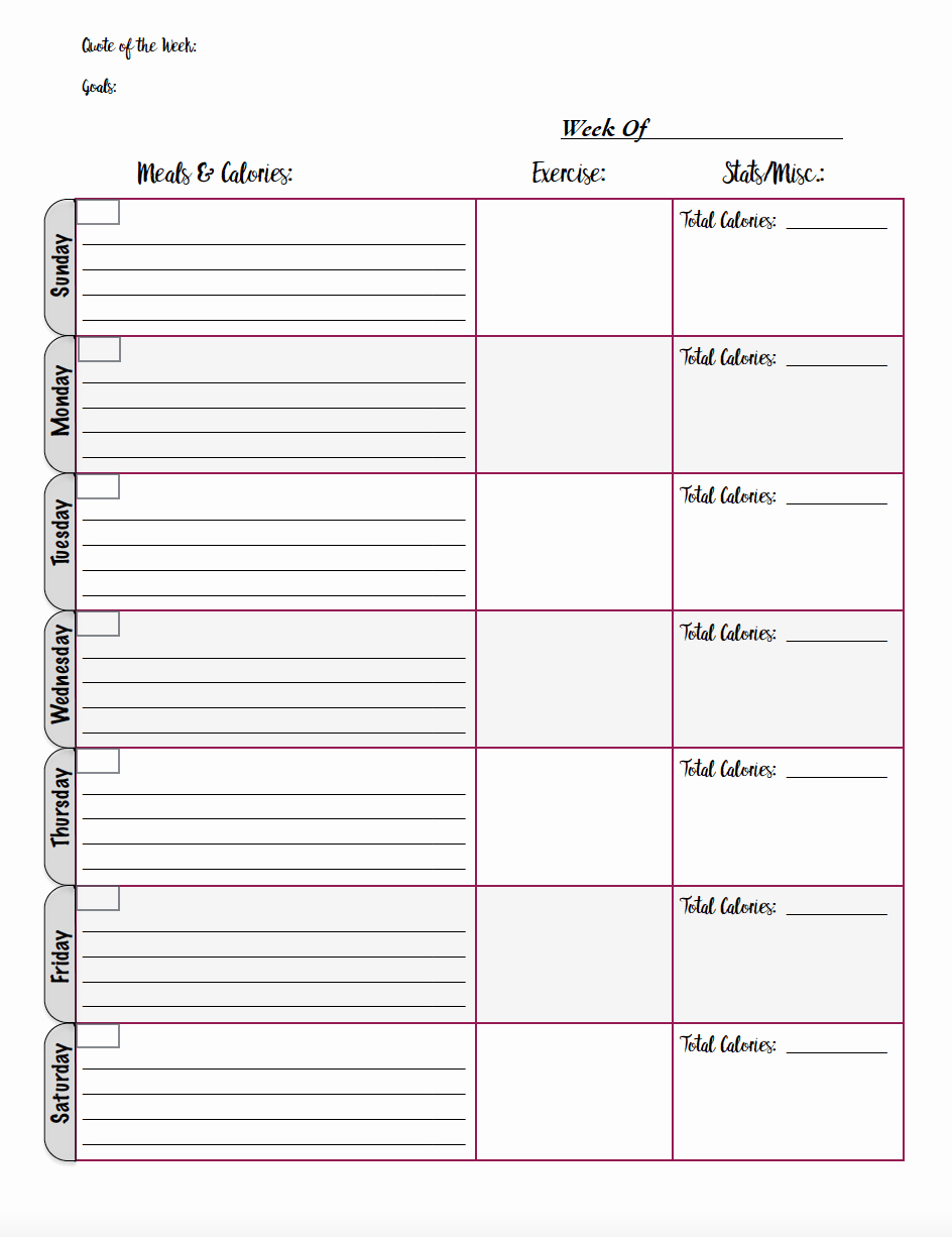 Food and Activity Log Inspirational Free Printable Food Journal 6 Different Designs