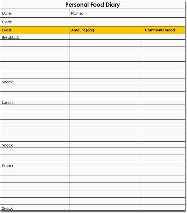 Food Diary Template Word Unique Food Diary Log Journal Templates