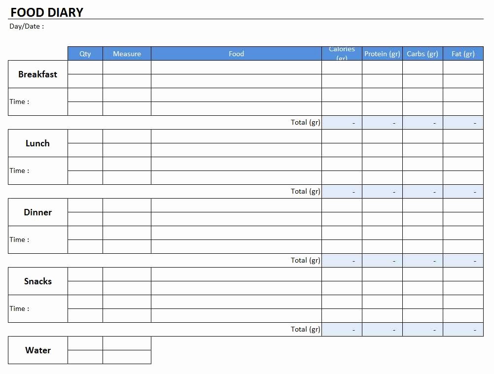 Food Log Template Excel Best Of Food Diary Template Free Excel Templates and Spreadsheets