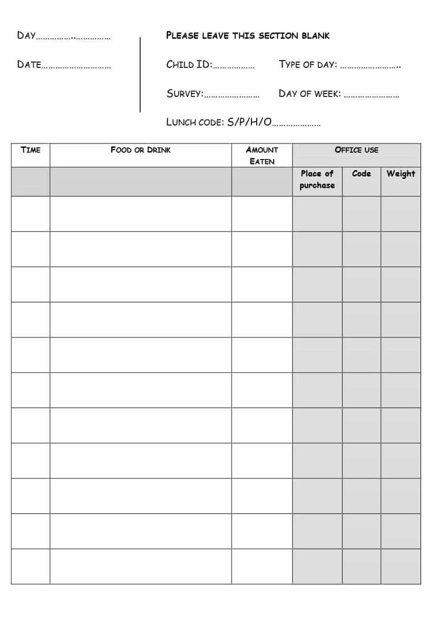 Food Log Template Excel Inspirational Slimming World Food Diary Spreadsheet Printable Spreadshee
