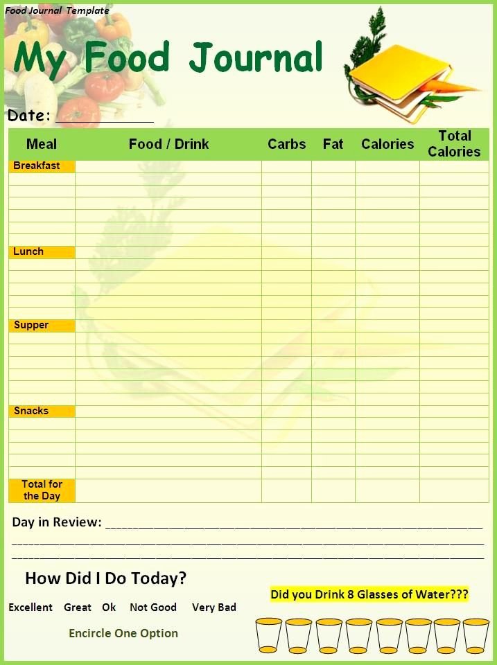 Food Log Template Excel Lovely Food Diary Template Printable
