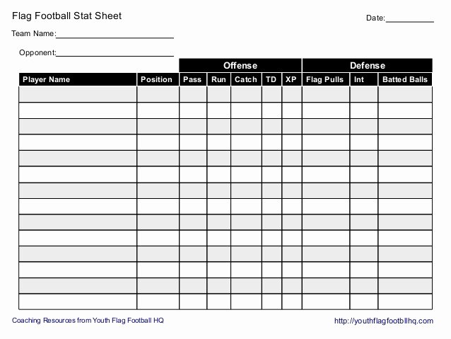 Football Team Roster Template Awesome Flag Football Stat Sheet