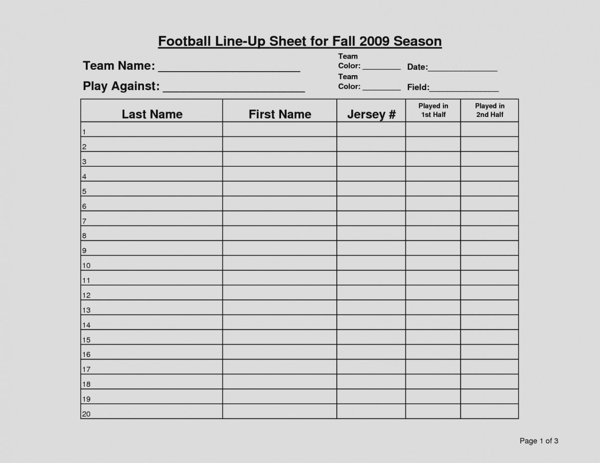 Football Team Roster Template New Football Blank Team Roster Template
