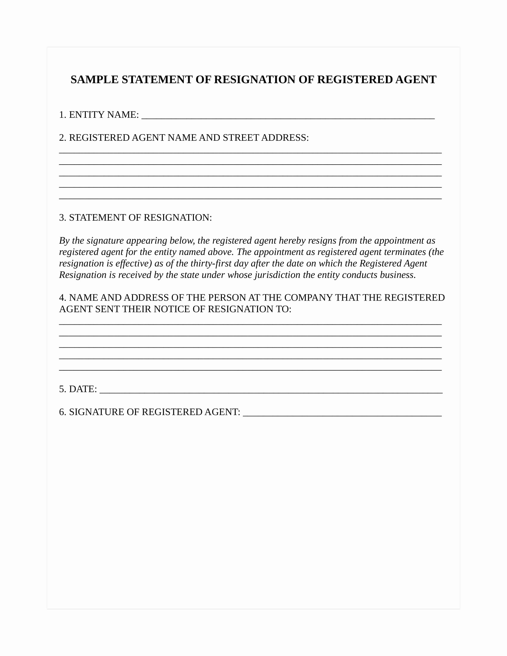 Form Letter Of Resignation Elegant How to Resign as Registered Agent for Minnesota Llc or