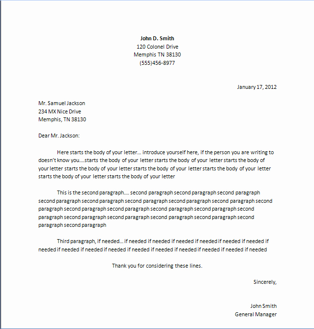 Formal Letter Heading Example Elegant Proper Business Letter format