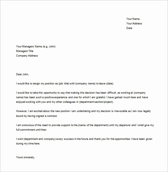 Formal Letter Template Word Elegant formal Resignation Letter