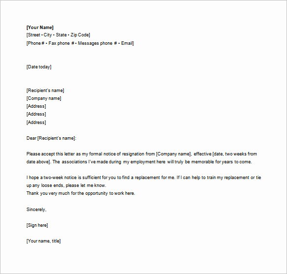Formal Letters Of Resignation Awesome formal Resignation Letter