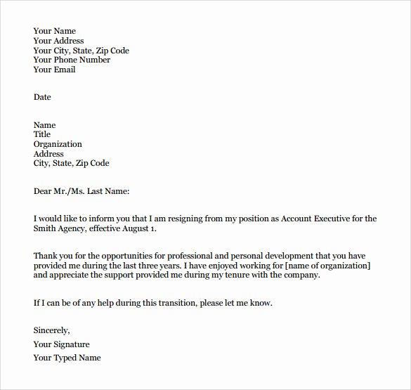 Formal Resignation Letter Samples Awesome Free 40 formal Resignation Letters Templates In Pdf