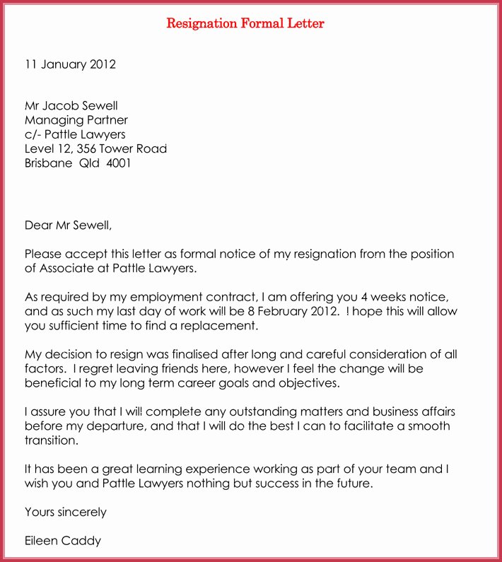 Formal Resignation Letter Samples Fresh How to Write A Resignation Letter with 10 Professional