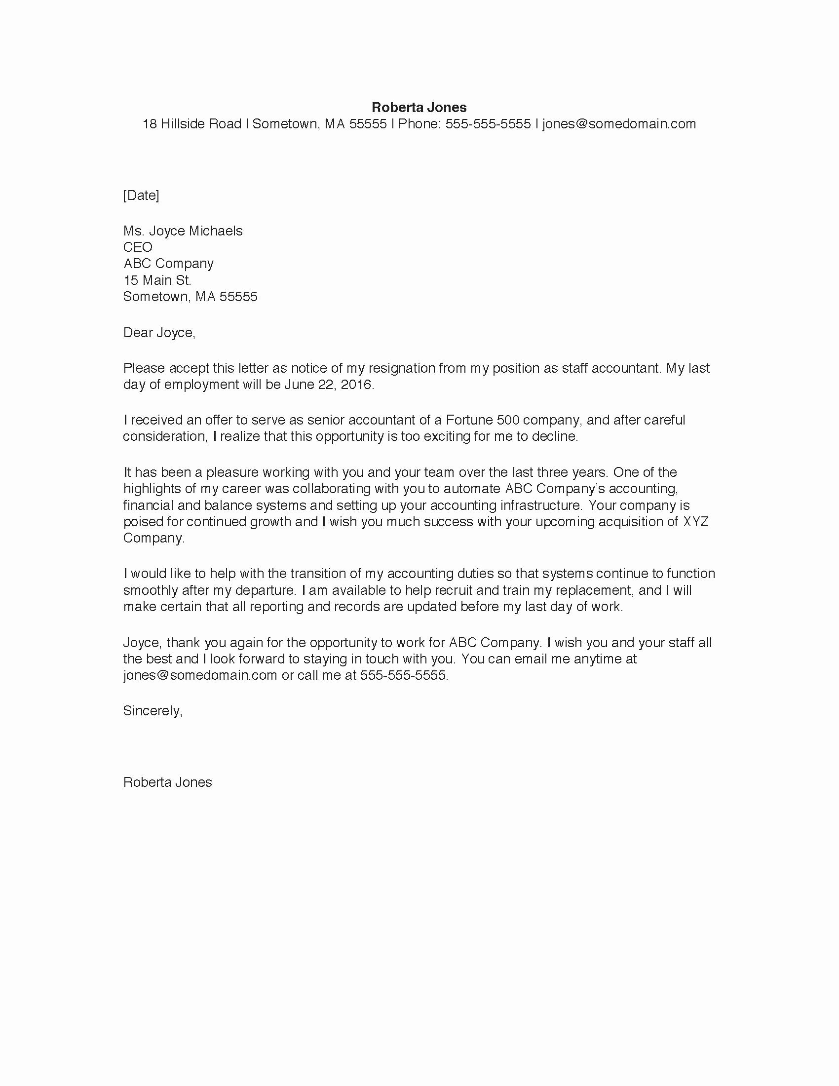 Formal Resignation Letter Samples New Resignation Letter