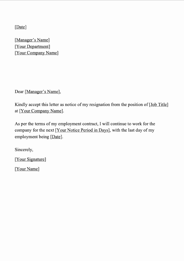 Formal Resignation Letter Samples New Resignation Letter Templates