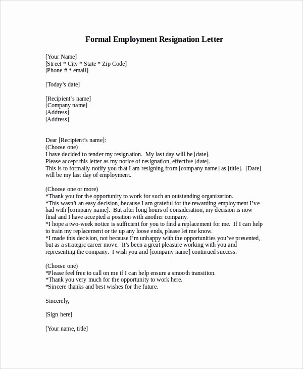 Formal Resignation Letters Sample Luxury formal Resignation Letter Sample 8 Examples In Word Pdf