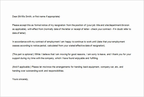 Formal Resignation Letters Sample Unique 12 formal Resignation Letter Template Free Word Excel