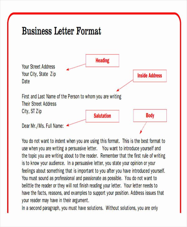 Format for A Business Letter Best Of Business Letter format – Download Samples Of Business