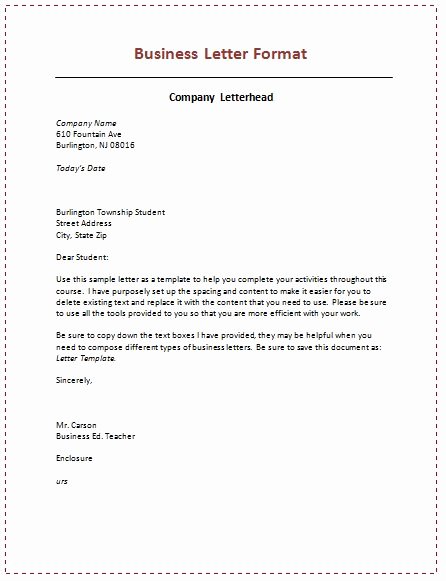 Format for A Business Letter Elegant Business Letter format
