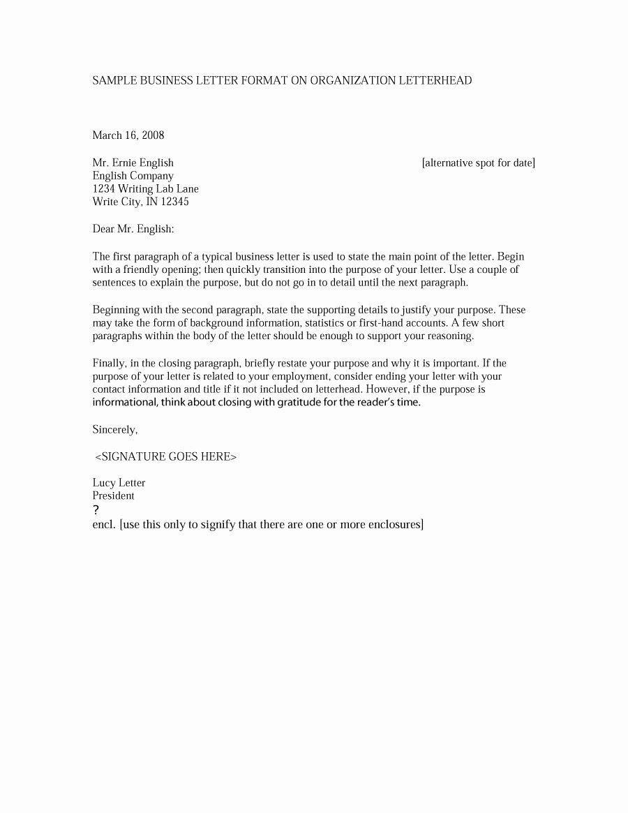 Format for A Business Letter Fresh 35 formal Business Letter format Templates &amp; Examples