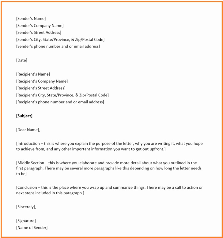 Format for A Business Letter Fresh Business Letter format Overview Structure and Example