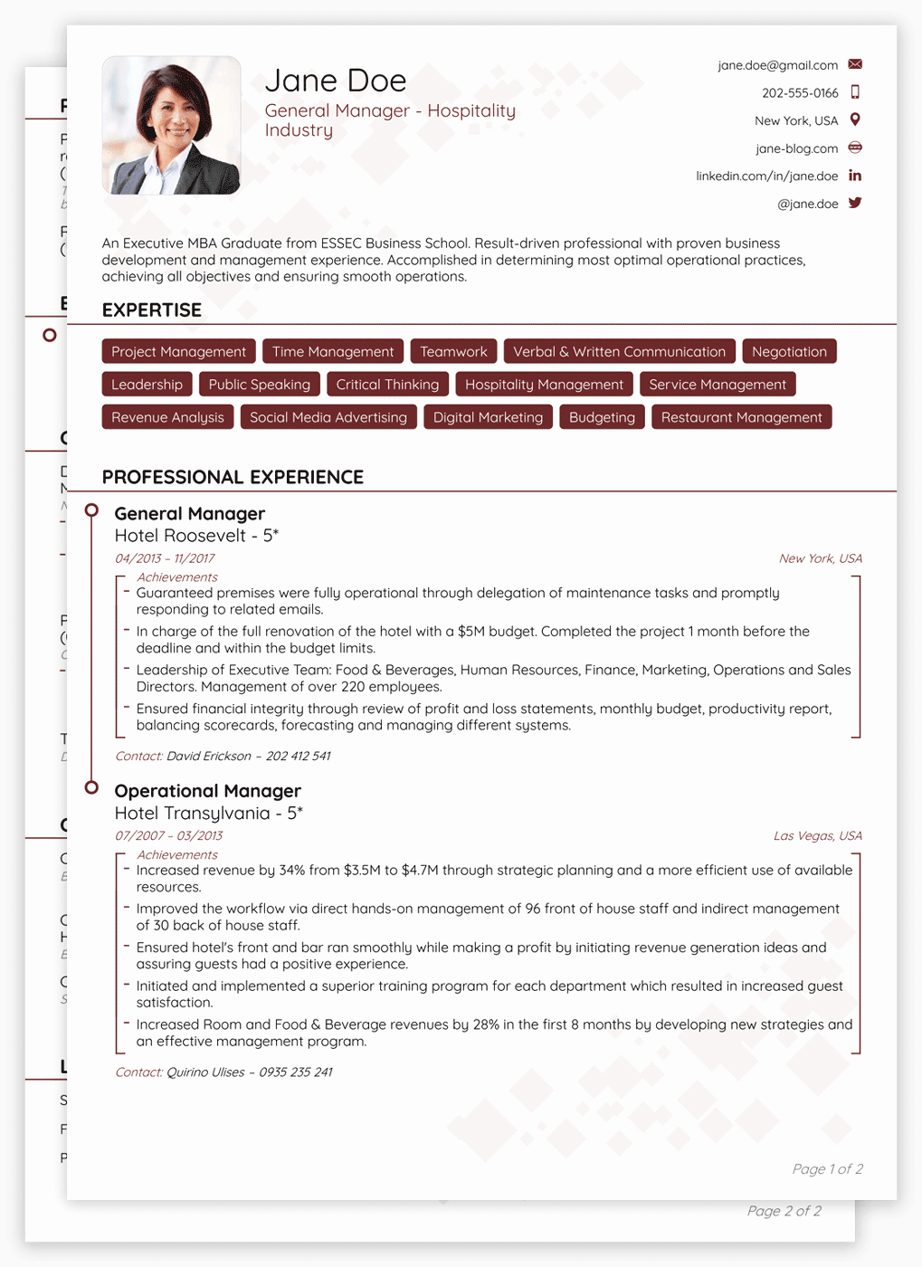 30 format for Curriculum Vitae | Example Document Template