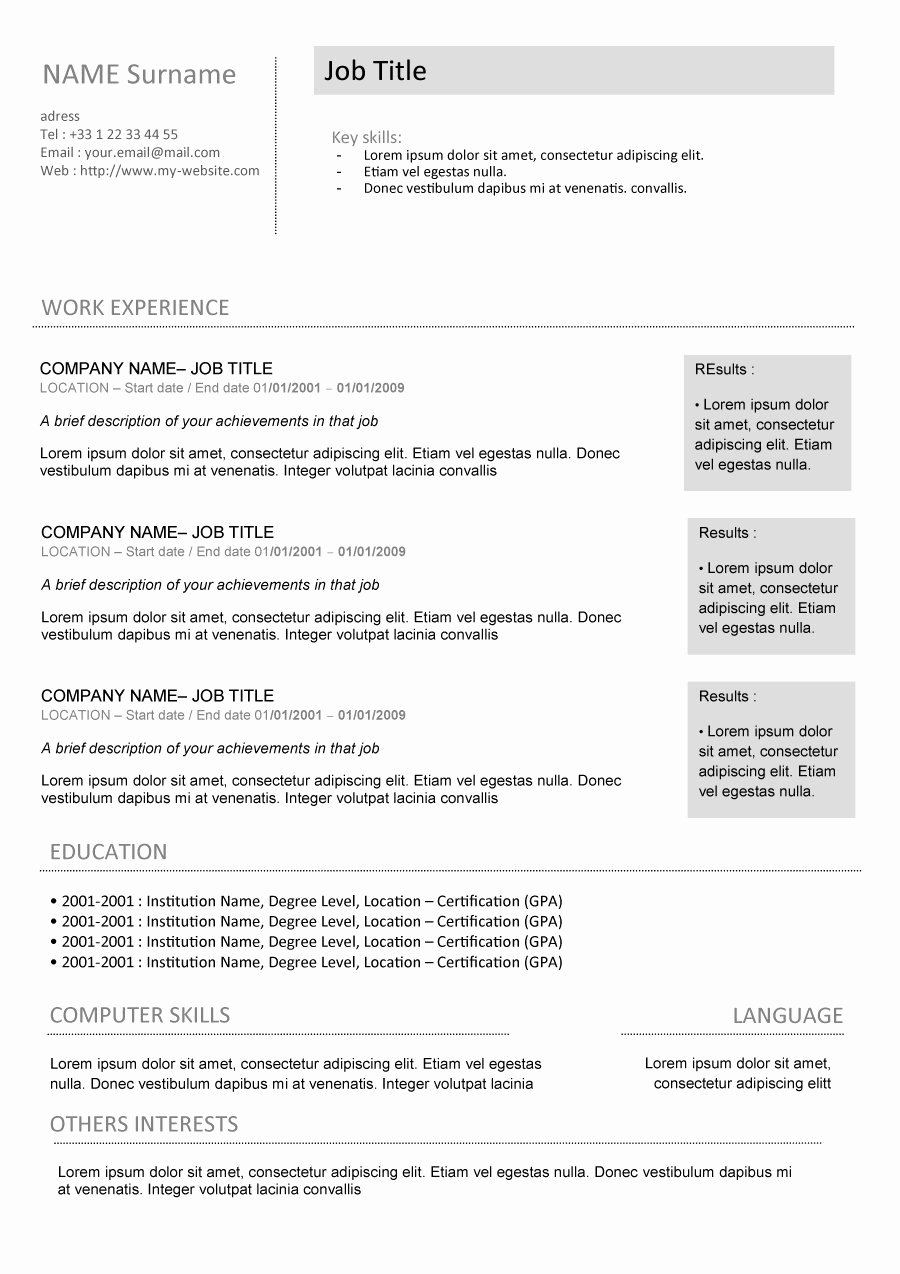 Format for Curriculum Vitae Lovely 48 Great Curriculum Vitae Templates &amp; Examples Template Lab