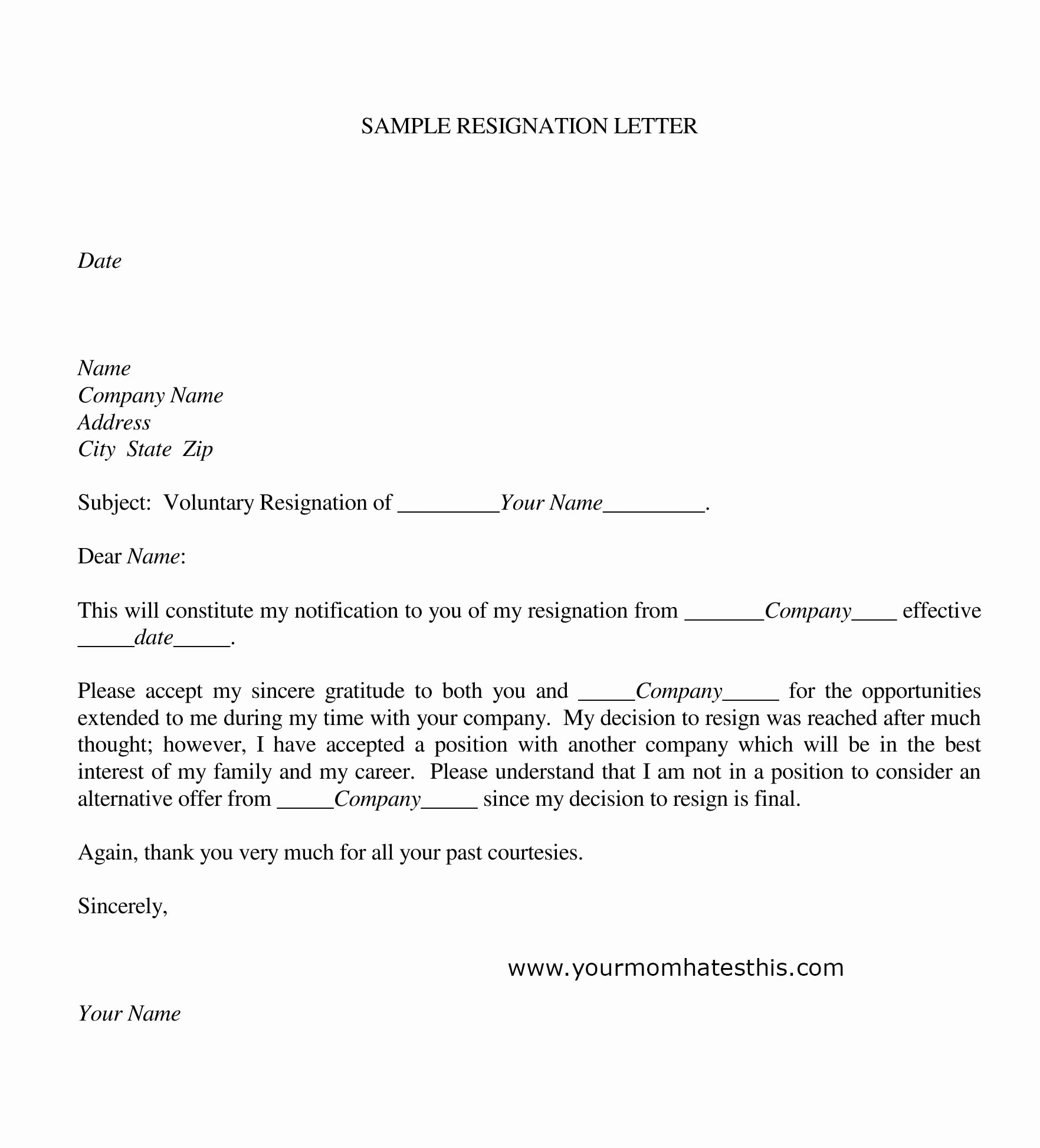 Format for Resignation Letter Best Of Resignation Letters Download Pdf Doc format