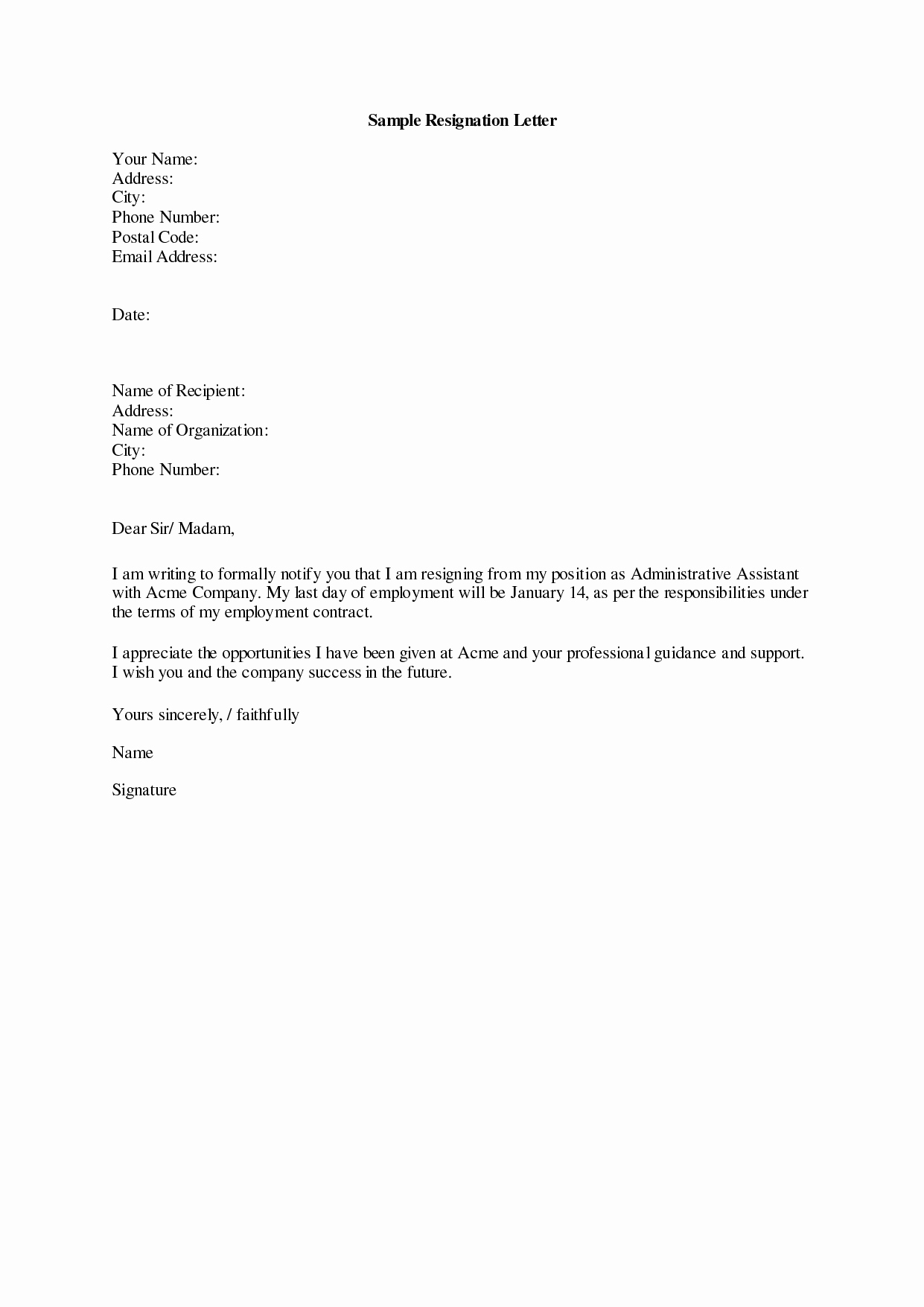 Format for Resignation Letter New Dos and Don Ts for A Resignation Letter