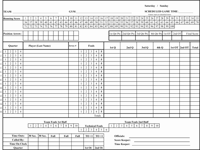 Free Basketball Score Sheets Best Of Printable Basketball Score Sheets Download In Pdf
