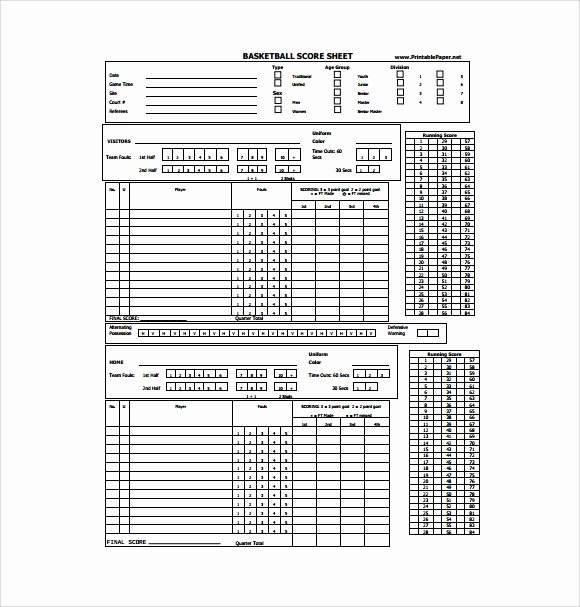 Free Basketball Score Sheets Fresh 8 Canasta Score Sheet Templates Free Sample Example
