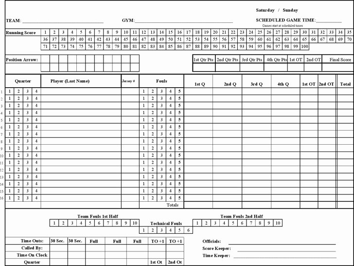 30 Free Basketball Score Sheets Example Document Template