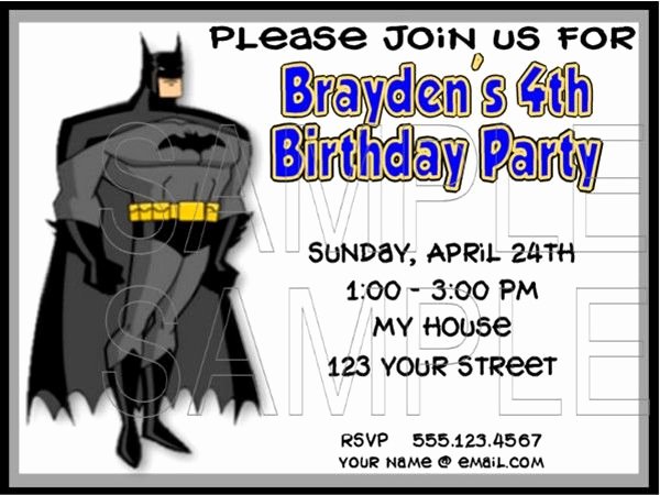 Free Batman Invitation Template Elegant Batman Birthday Invitation Templates Free