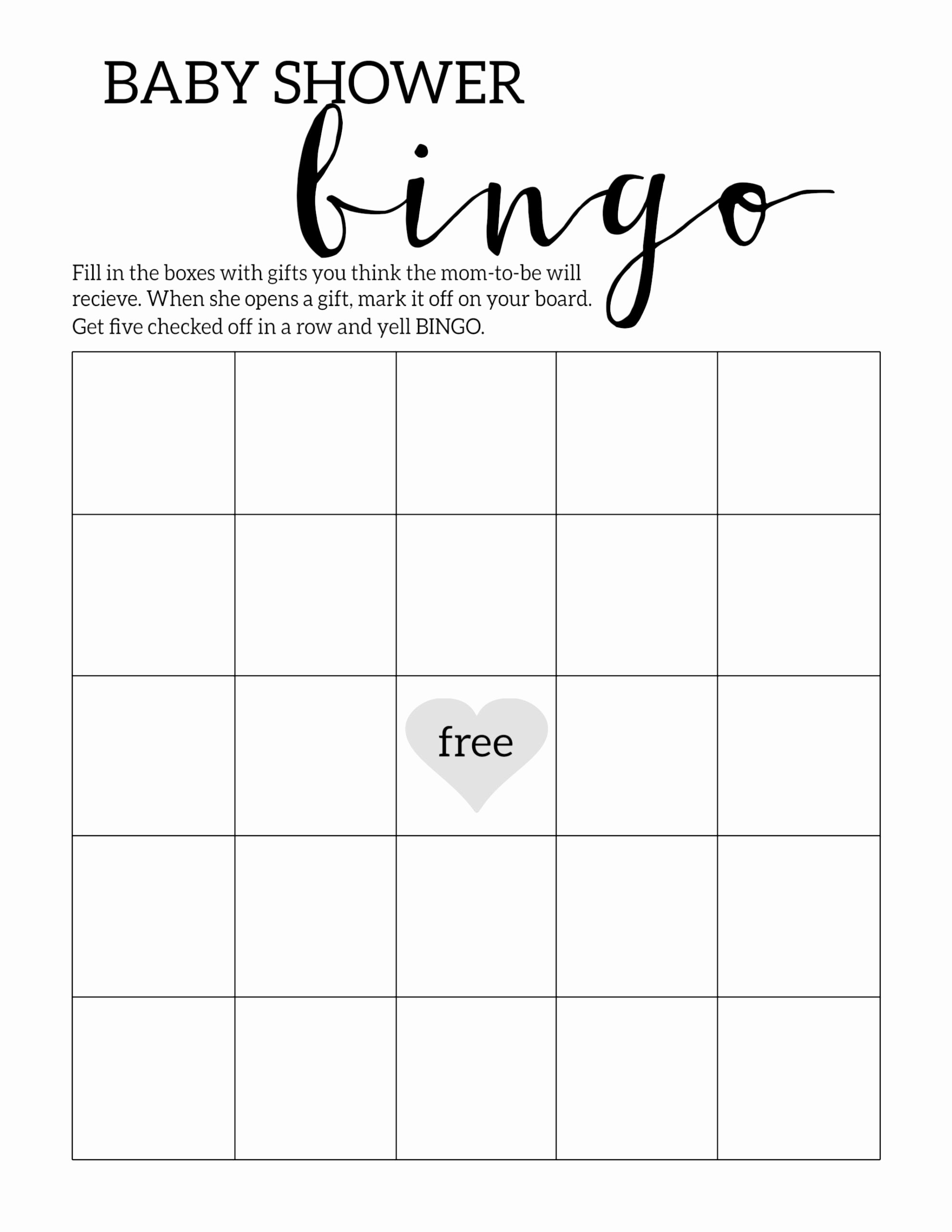 Free Bingo Card Templates Printable Awesome Baby Shower Bingo Printable Cards Template Paper Trail