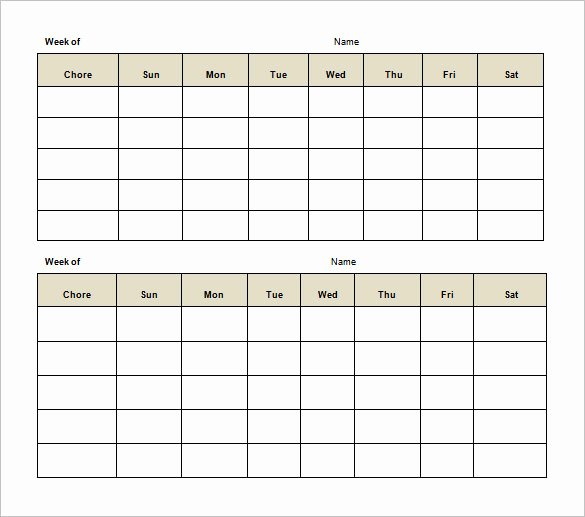 Free Blank Chart Templates Best Of Weekly Chore Chart Template – 11 Free Word Excel Pdf