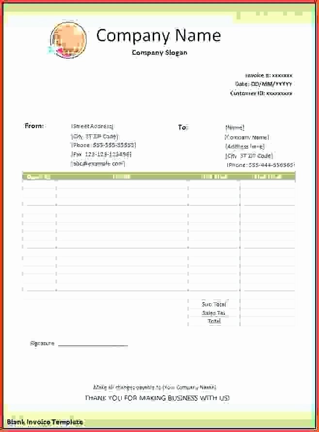 Free Blank Invoice Beautiful Free Blank Invoice Template for Excel Excel Template