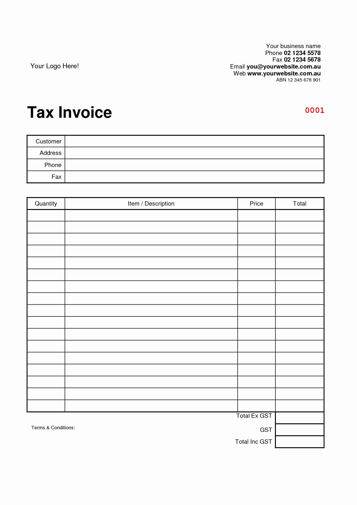 Free Blank Invoice Beautiful Tax Invoice Template Word Doc