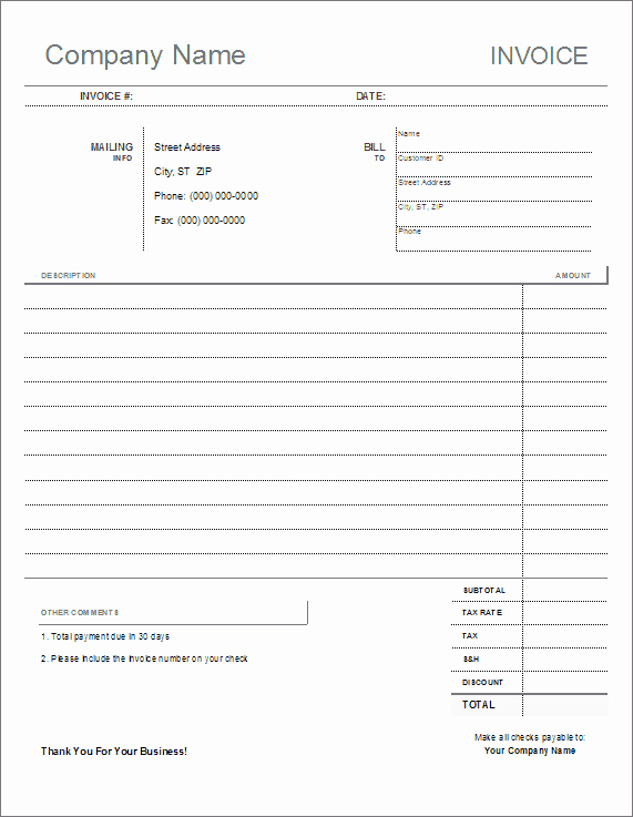 Free Blank Invoice Elegant Printable Free Invoice Templates the Grid System