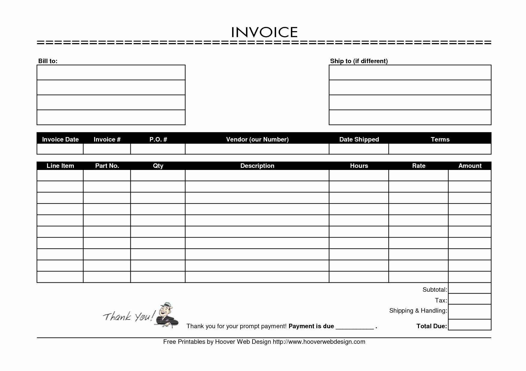 Free Blank Invoice Fresh Free Printable Invoices Templates Blank