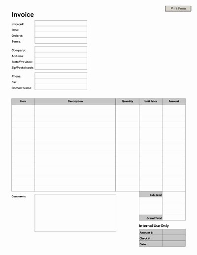 Free Blank Invoice Unique Blank Invoice form Template