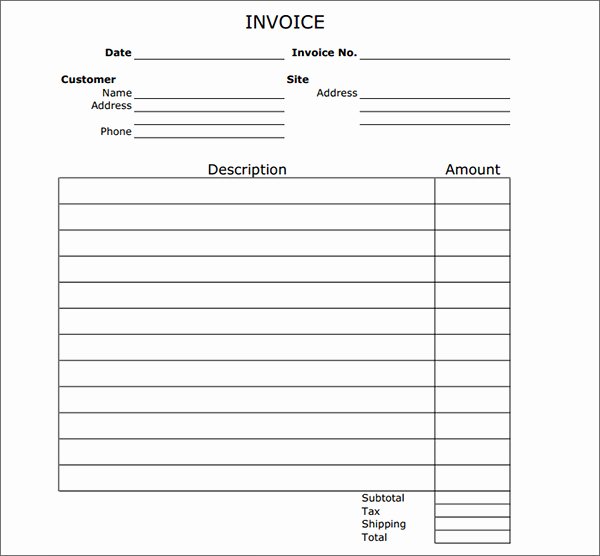 Free Blank Invoice Unique Download Blank Print Paper Invoice Template 2017 formatted