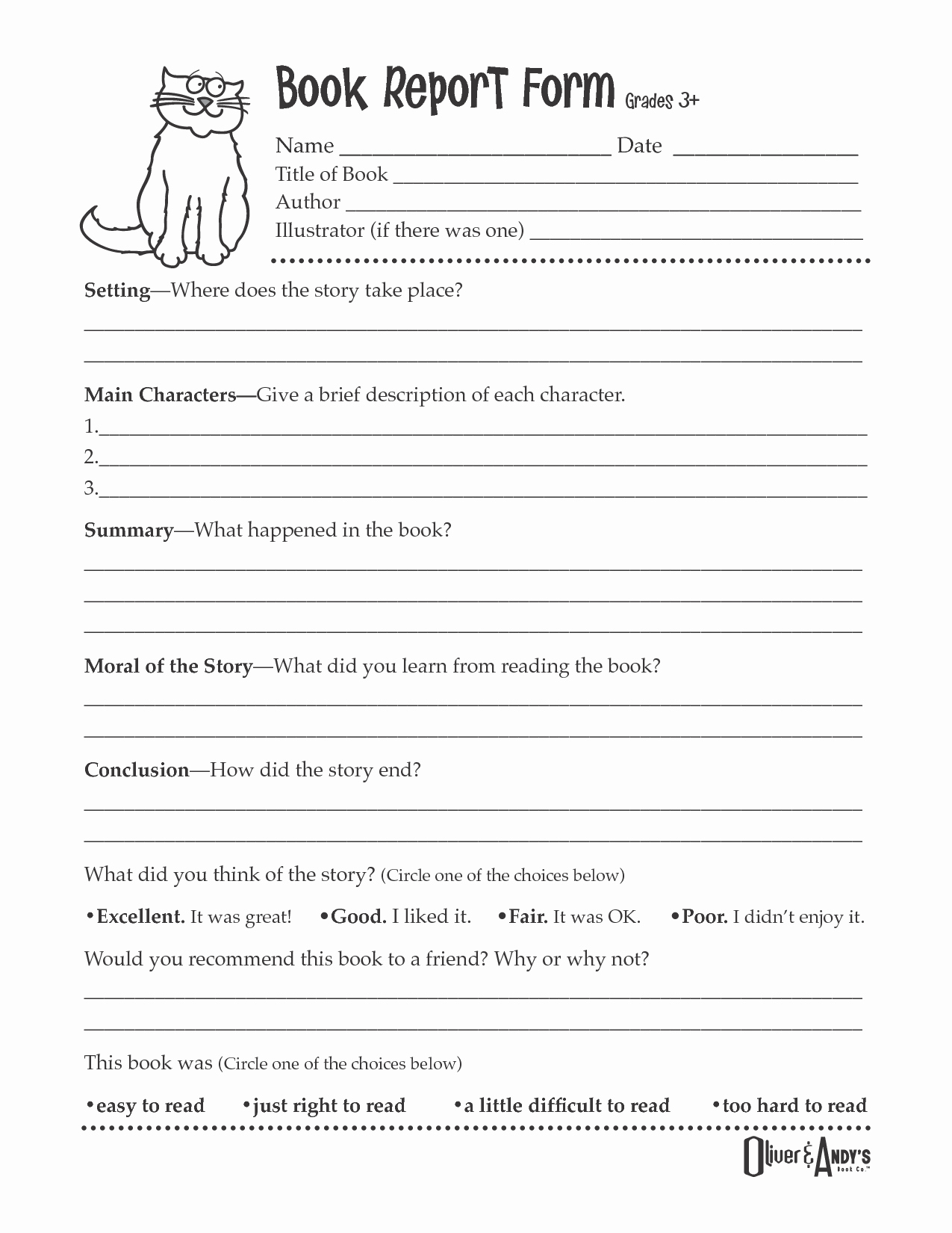 Free Book Report forms Awesome Second Grade Book Report Template