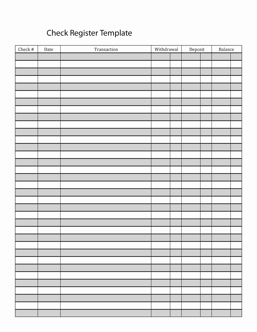 Free Check Register form New 37 Checkbook Register Templates [ Free Printable]