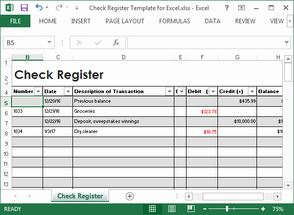 Free Check Register form Unique Check Register Template for Excel