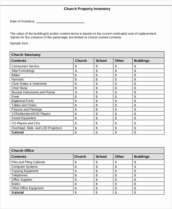 Free Church forms Printable Awesome 7 Church Inventory Templates Word Pdf